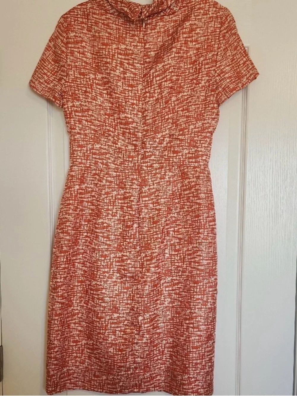 J. Crew Orange and White Cowl Neck Midi Dress